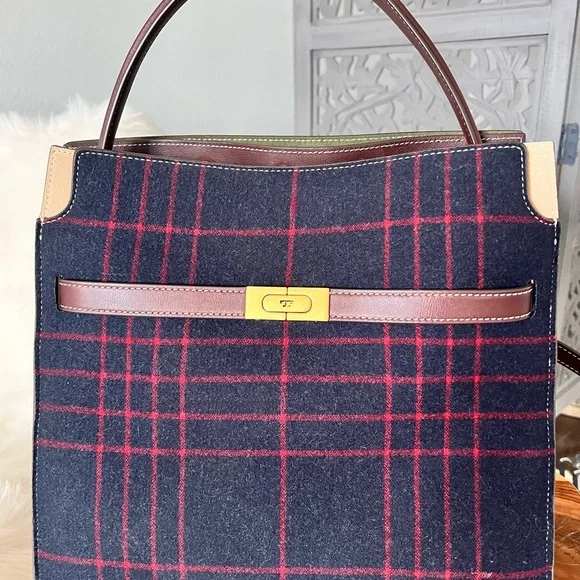 Tory Burch Lee Radziwill Double Bag Plaid Satchel - Picture 3 of 11